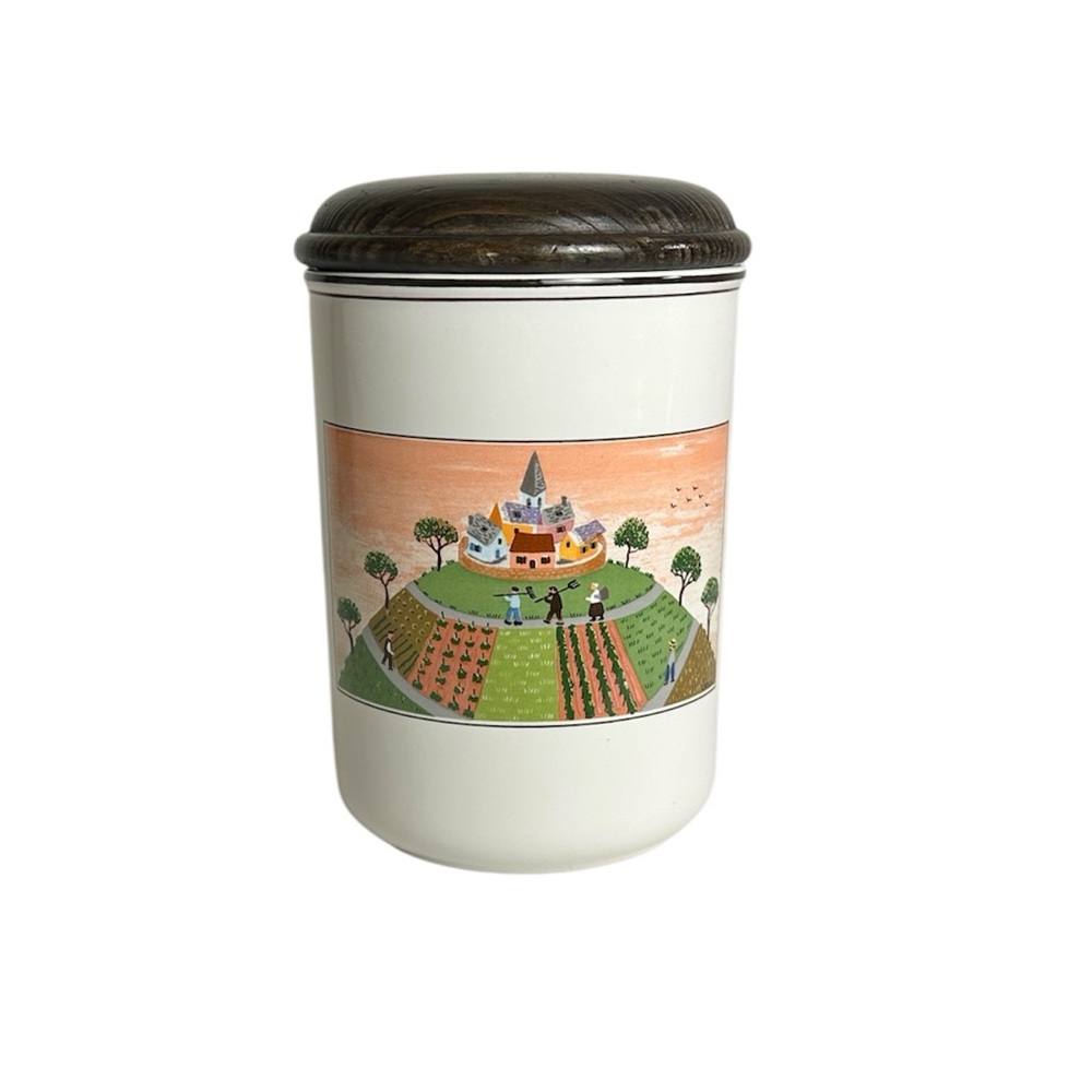 VTG Villeroy & Boch Naïf Porcelain Field With Farmers Folk Art Canister